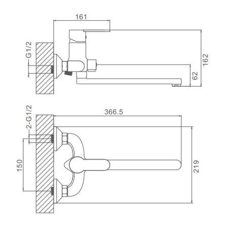 Смеситель для ванны Prohanss P64.22, хром