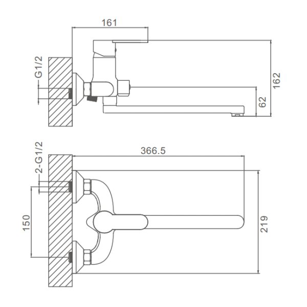 Смеситель для ванны Prohanss P64.22.08, белый