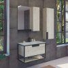 Тумба-умывальник COMFORTY "Бонн-75" дуб дымчатый с  раковиной COMFORTY 75E
