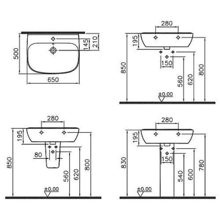 Раковина VitrA Zentrum 5634B003-0001 65