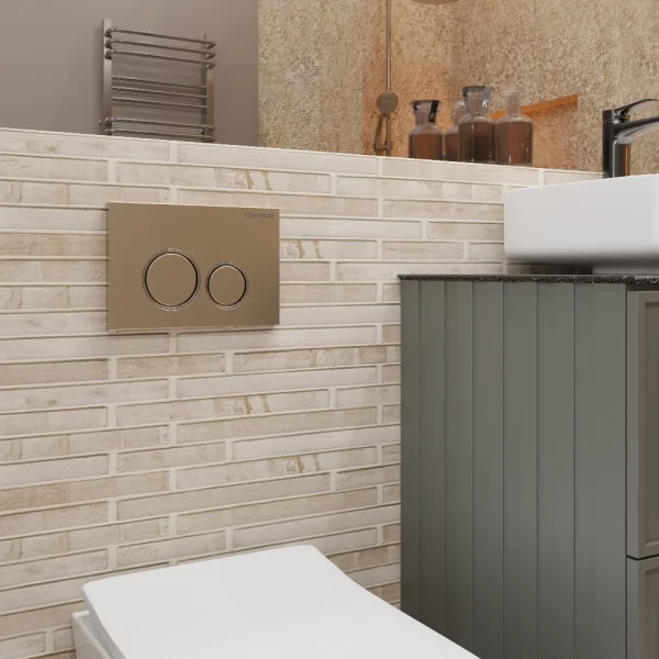 Кнопка смыва Charus Spazio FP.330.51.01 для инсталляции, песочный матовый/хром/песочный матовый