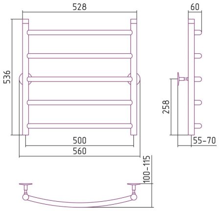 Полотенцесушитель водяной Стилье Универсал-50 60х50 хром