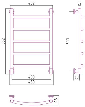 Полотенцесушитель водяной Сунержа Галант+ 12-0200-6040 600x400 белый