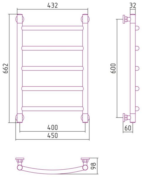 Полотенцесушитель водяной Сунержа Галант+ 30-0200-6040 600x400 белый матовый