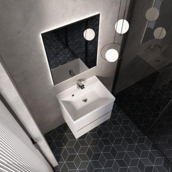 Тумба под умывальник подвесная AQUAme "S1" AQM900160WH  60 см., цвет белый глянец.