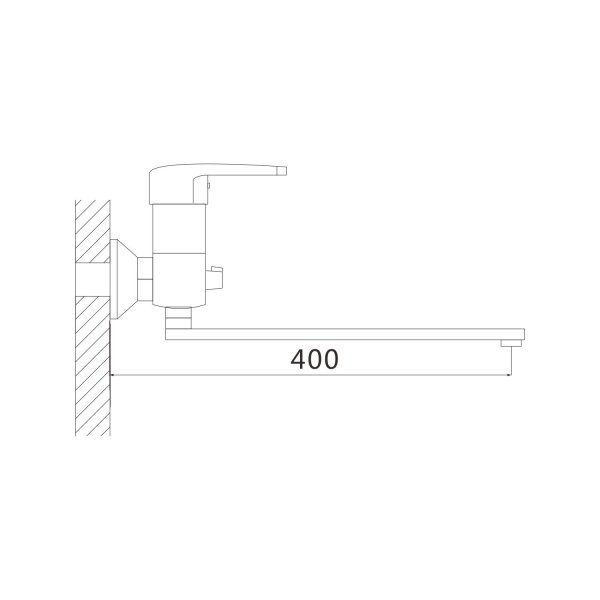 Смеситель для ванны однорычажный с изливом 35 см Shevanik S5022T, Оружейная сталь