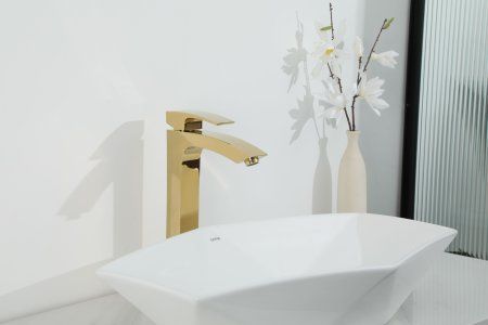 Смеситель для раковины высокий Gappo G1007-32, золото