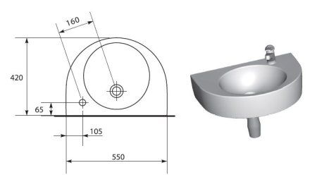 Раковина Cersanit Nano UM-N55/1-P  55 R