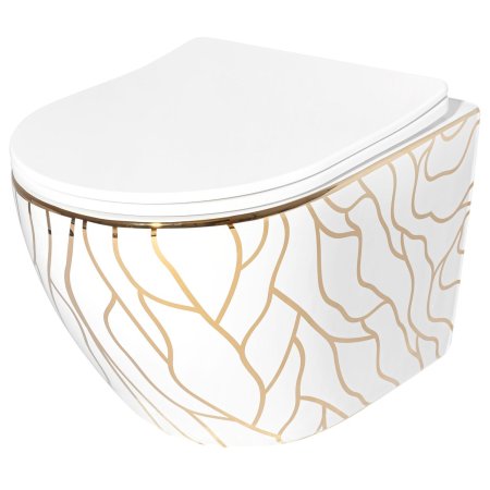Подвесной унитаз REA CARLOS FLAT WAVE GOLD белый REA-C8767