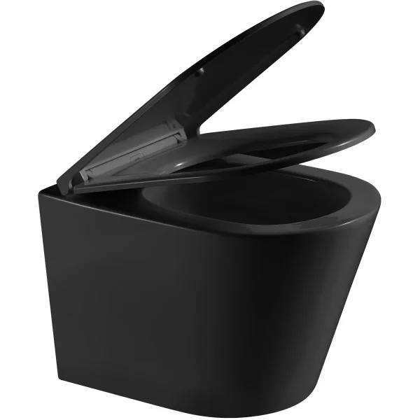 Унитаз подвесной Grossman GR-4478BMSQ безободковый, торнадо, с сиденьем микролифт, черный матовый