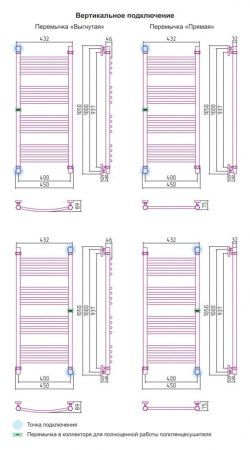 Полотенцесушитель водяной Сунержа Богема 1000x400 хром выгнутый, с дополнительной перемычкой