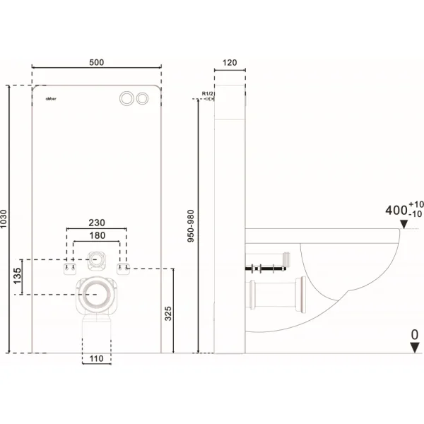 Инсталляция для унитаза Abber AC0107MB с кнопкой смыва, черный