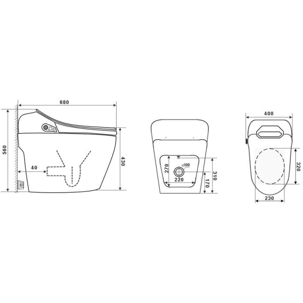 Электронный унитаз-биде TIMO 680*400*560 (ТЕ-731)
