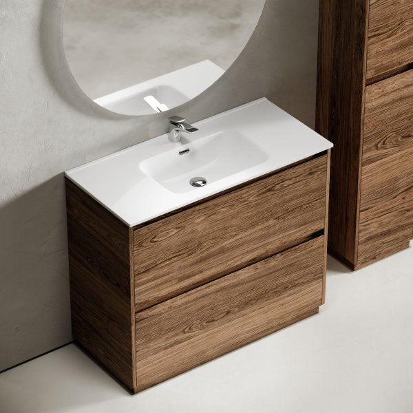 Тумба под раковину SANCOS Libra Floor напольная, 990х450х840, c двумя ящиками оснащенными доводчиками, дуб чарльстон,  LB100FECH