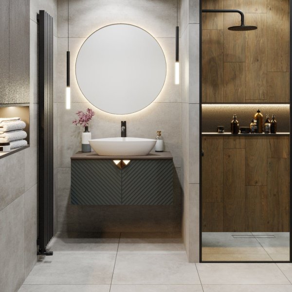 Тумба Runo Андорра 70 графит дуб коньячный подвесная под накладной умывальник (00-00004646)