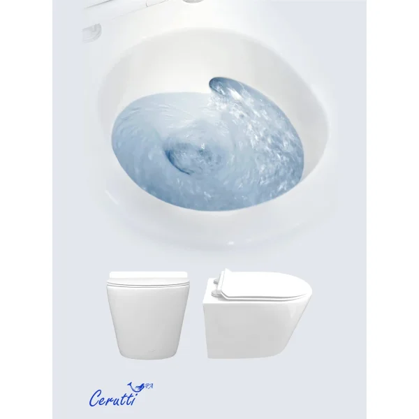 Унитаз подвесной Ceruttispa Luigi Aria CT11101 безободковый, торнадо, с сиденьем микролифт, белый