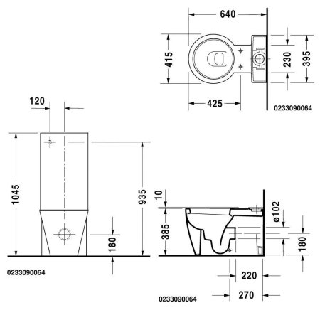 Чаша для унитаза-компакта Duravit Starck 1 0233090064
