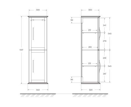 Шкаф-пенал Cezares Tiffany 55247 34 Grigio Nuvola