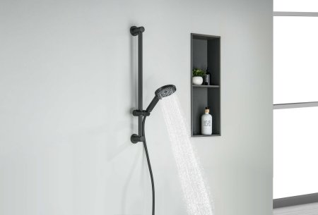 AQ2022MB ЛУГАНО душевой гарнитур, матовый черный