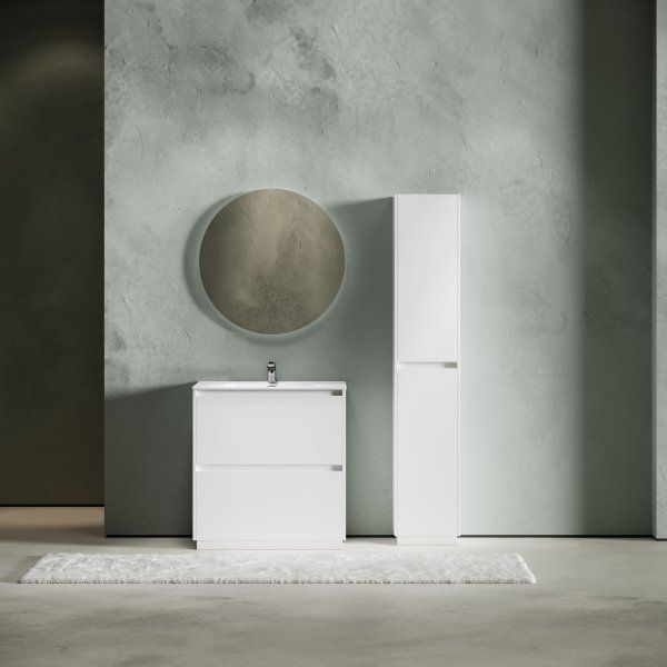 Тумба под раковину SANCOS Libra Floor напольная, 790х450х840, c двумя ящиками оснащенными доводчиками, белый глянец ,  LB80FW