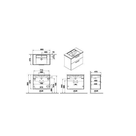 Тумба с раковиной VitrA Root 66306 80 белый