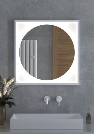 Зеркало с LED-подсветкой настенное Defesto Eclipse DF 2227 70x70 белый