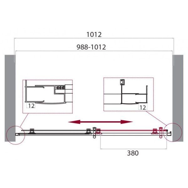 Душевая дверь в нишу BelBagno Uno UNO-195-BF-1-100-C-Cr 100 прозрачное стекло