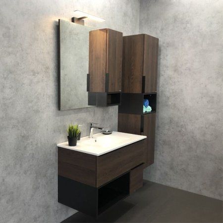 Тумба-умывальник COMFORTY "Франкфурт-75" дуб шоколадно-коричневый с раковиной COMFORTY 75E