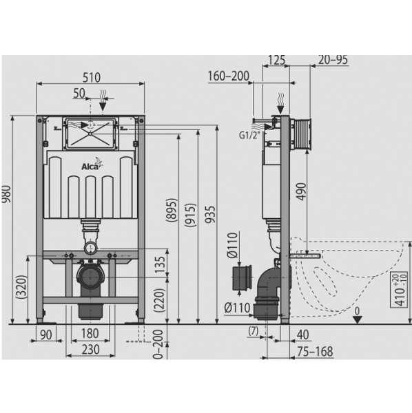 Система инсталляции для унитазов AlcaPlast Sadromodul AM101/1000