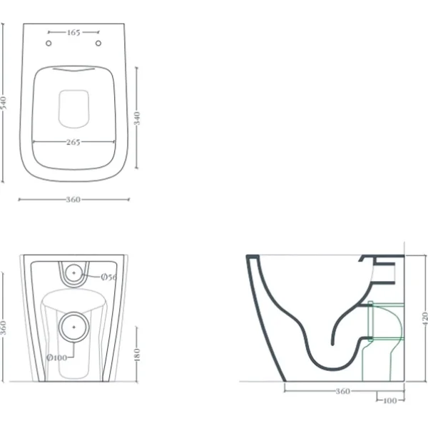 Унитаз приставной Artceram A16 ASV007 01 00 безободковый, торнадо, белый