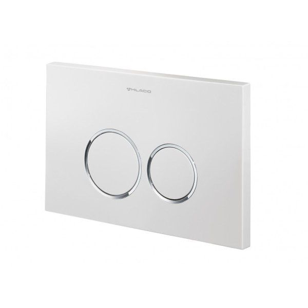 Клавиша смыва для инсталляции Milacio Standart MCU.201 (два режима слива, механическое, белый/кольца хром)R-style
