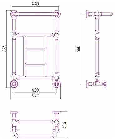 Полотенцесушитель водяной Сунержа Ренессанс 03-0282-6640 660x400 золото