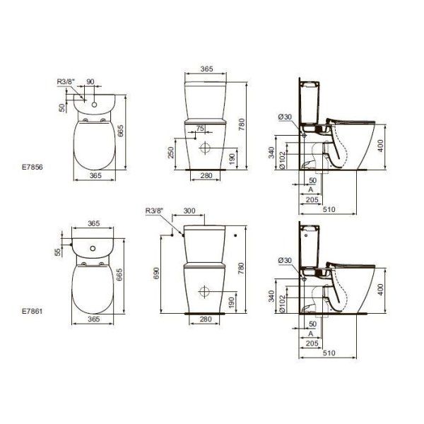 Унитаз-компакт Ideal Standard Connect AquaBlade E039701 полукруглый
