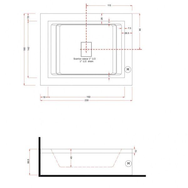 Ванна Gruppo Treesse Fusion V863D+STATA+CROLED 230х180 с гидромассажем, белый