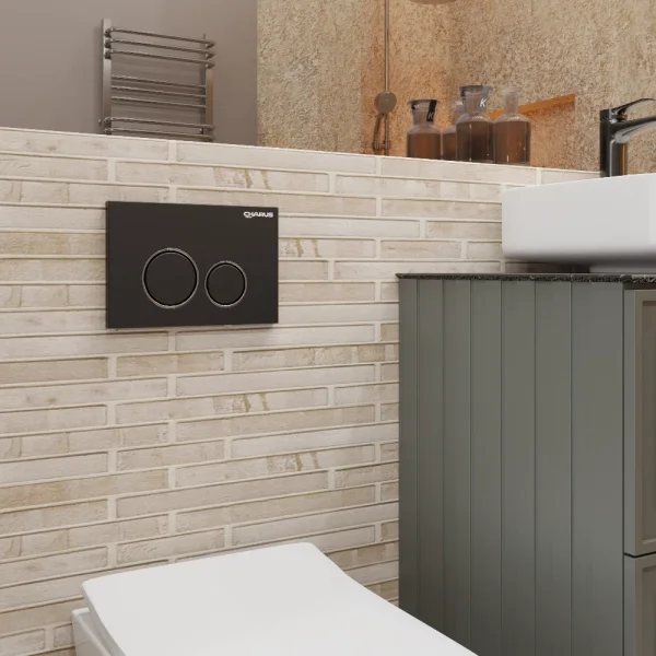 Кнопка смыва Charus Spazio FP.330.DW.01 для инсталляции, черный матовый/хром/черный матовый