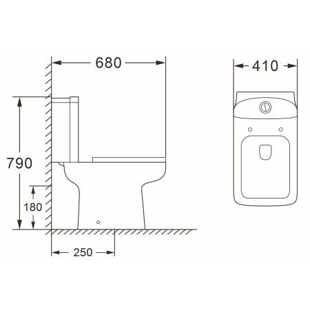 Унитаз напольный AZARIO ELANA 680х410х790 с сиденьем дюропласт микролифт (AZ-234)