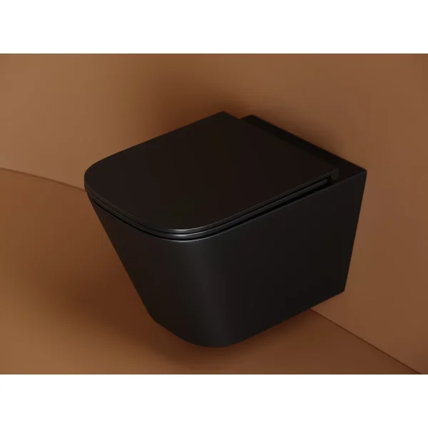 Унитаз подвесной Ceramica Nova Union CN4009TMB безободковый, торнадо, с сиденьем микролифт, черный матовый