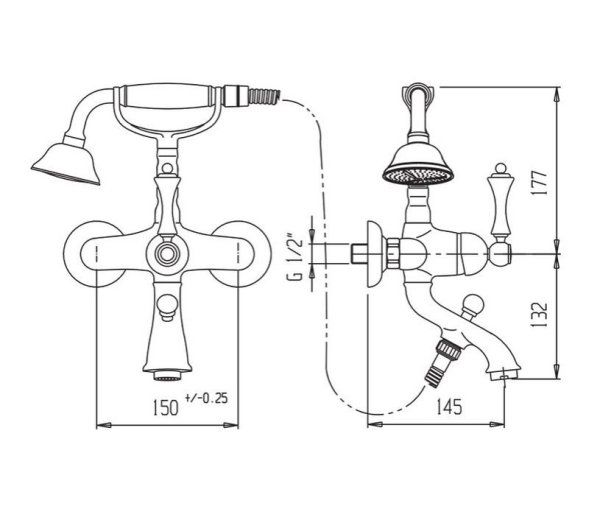Смеситель Cezares Margot MARGOT-VDM-03/24-Bi для ванны с душем