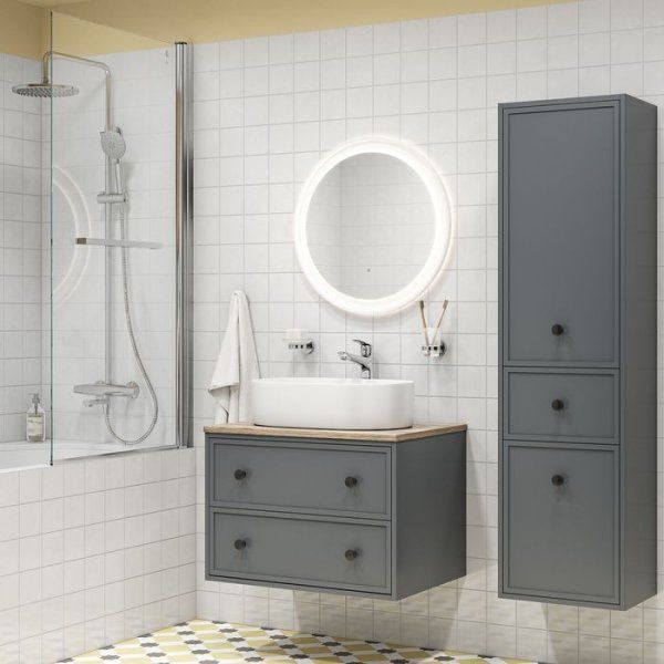 Тумба IDDIS подвесная, со столешницей, 80 см, темно-серый, Torr (TOANR8OH0DTGBiJV95TEK)