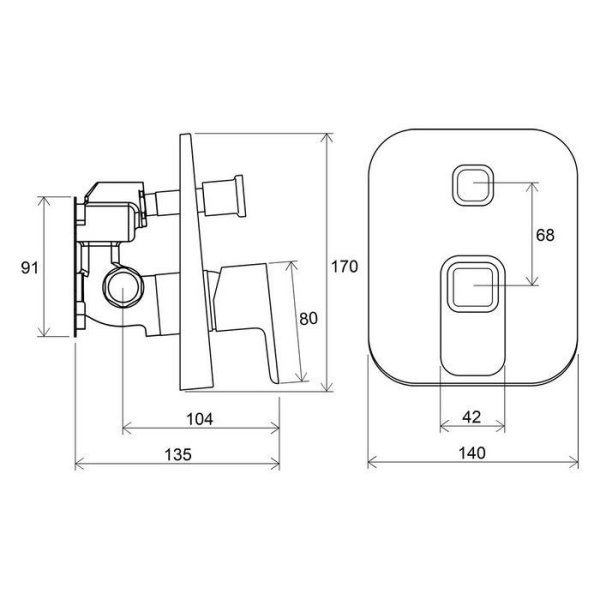 Смеситель Ravak 10° TD 065.00 X070070 для ванны