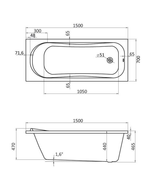 Ванна акриловая Santek Тенерифе 1WH302213 150х70