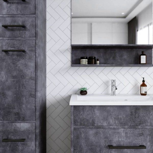 Зеркало Бриклаер ЧИЛИ 80 см, цемент