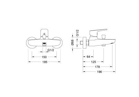Смеситель для ванны AQUATEK AQ1140CR БЕТТА, Хром