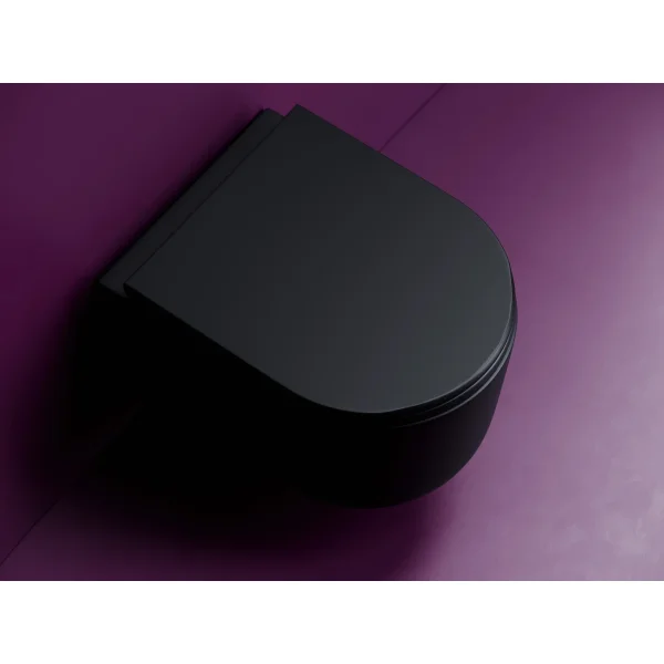 Унитаз подвесной Ceramica Nova Ulma CN4006TMB безободковый, торнадо, с сиденьем микролифт, черный матовый