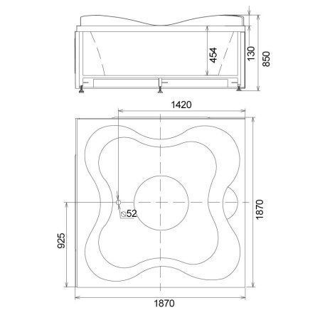 Акриловая ванна Gemy G9089 O R с гидромассажем