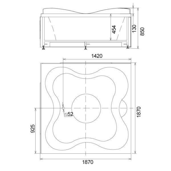 Акриловая ванна Gemy G9089 K R с гидромассажем