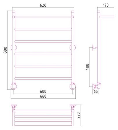 Полотенцесушитель водяной Стилье Универсум 80х60