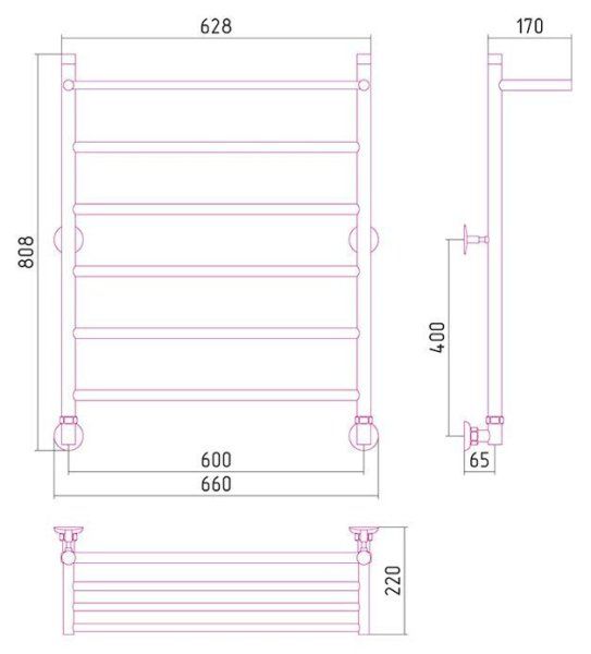 Полотенцесушитель водяной Стилье Универсум 80х60