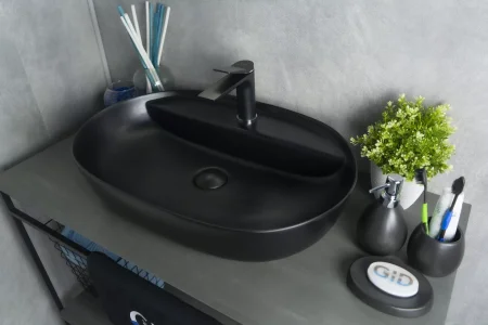 Раковина накладная Gid Bm1346 53345, Черный матовый