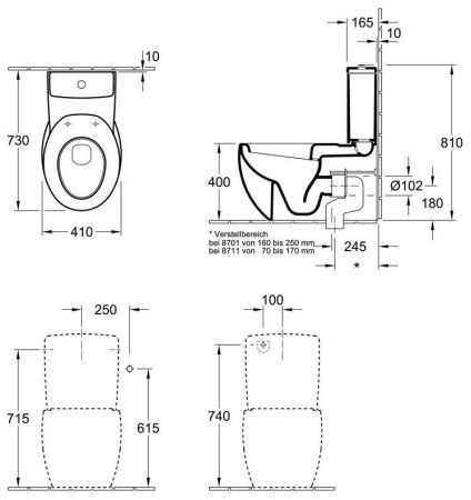 Унитаз-компакт Villeroy & Boch  Aveo 661410R1 alpin